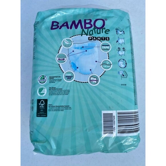 Bambo Nature Pull-Ups Hypoallergenic Training Pants, Eco, 18 count Size 6, 40lbs - Picture 2 of 7